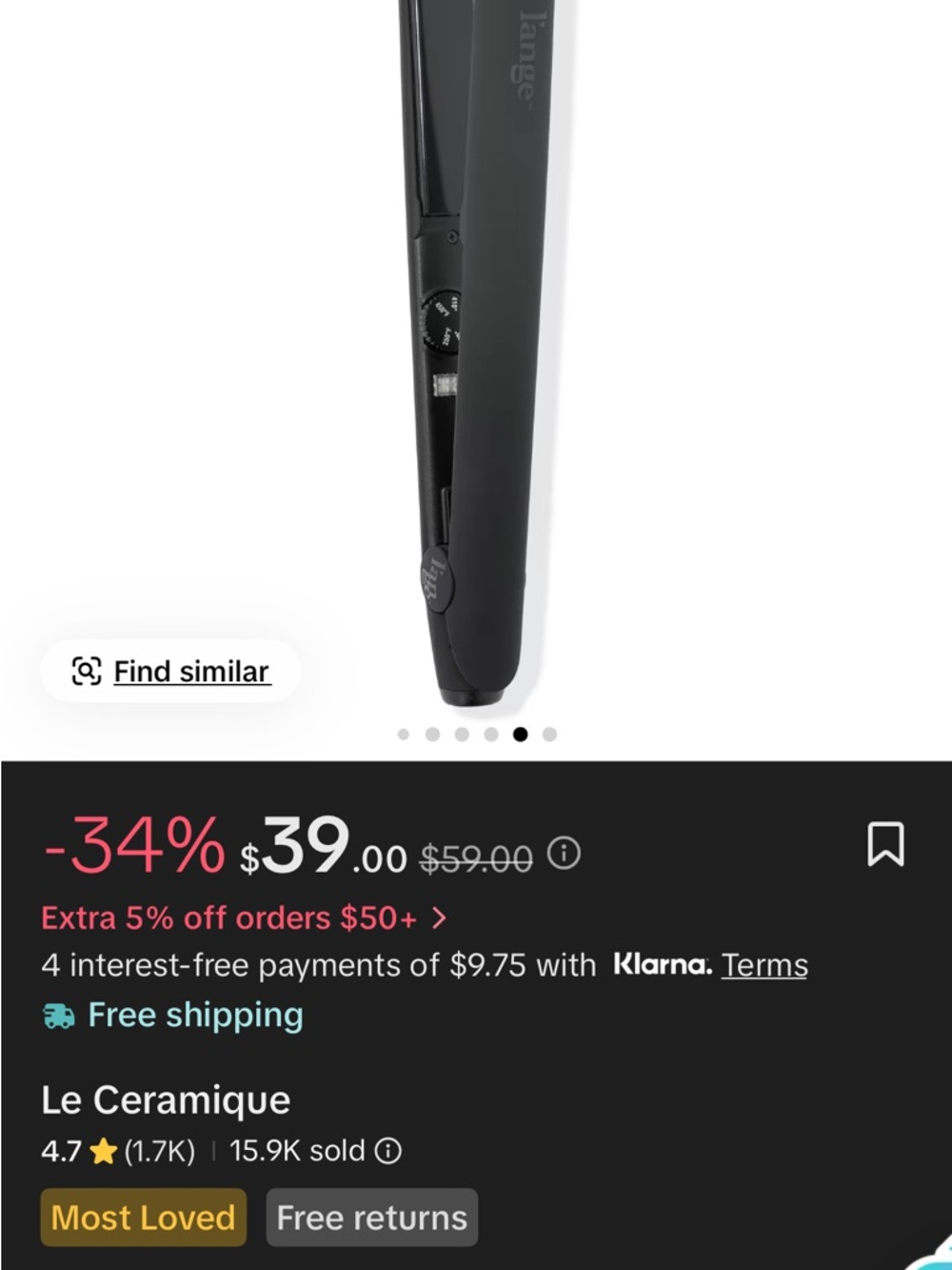 Lange Black Hair Straightener Flat Iron